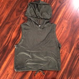 Mesh Long Crop Athletic Hoodie